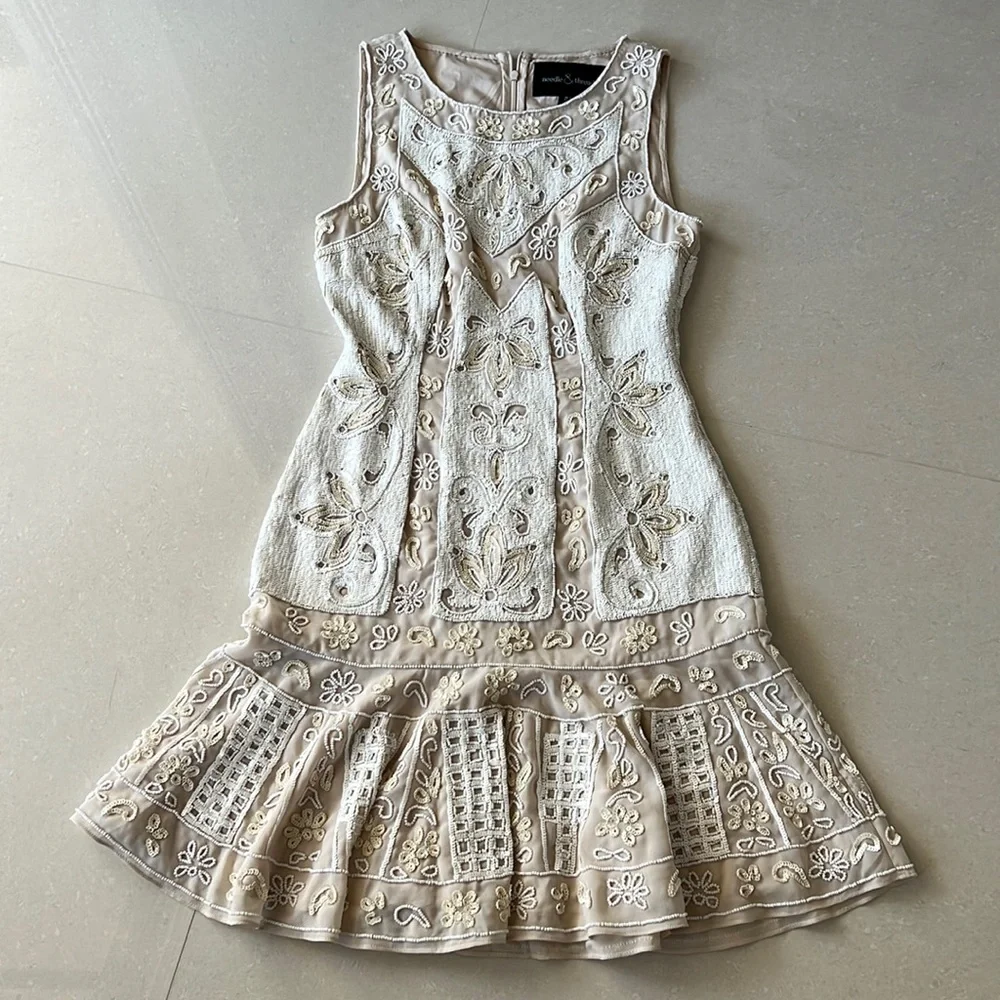 Needle&Tread Dress Size 2 Embellished Chiffon - Picture 5 of 17